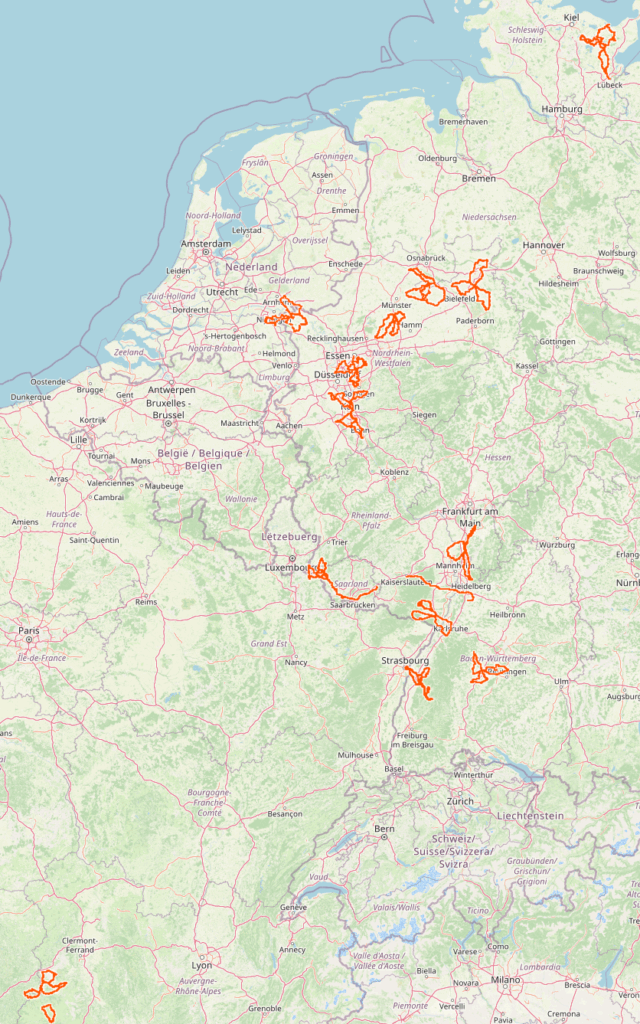 Karte der besuchten Tandemtreffen